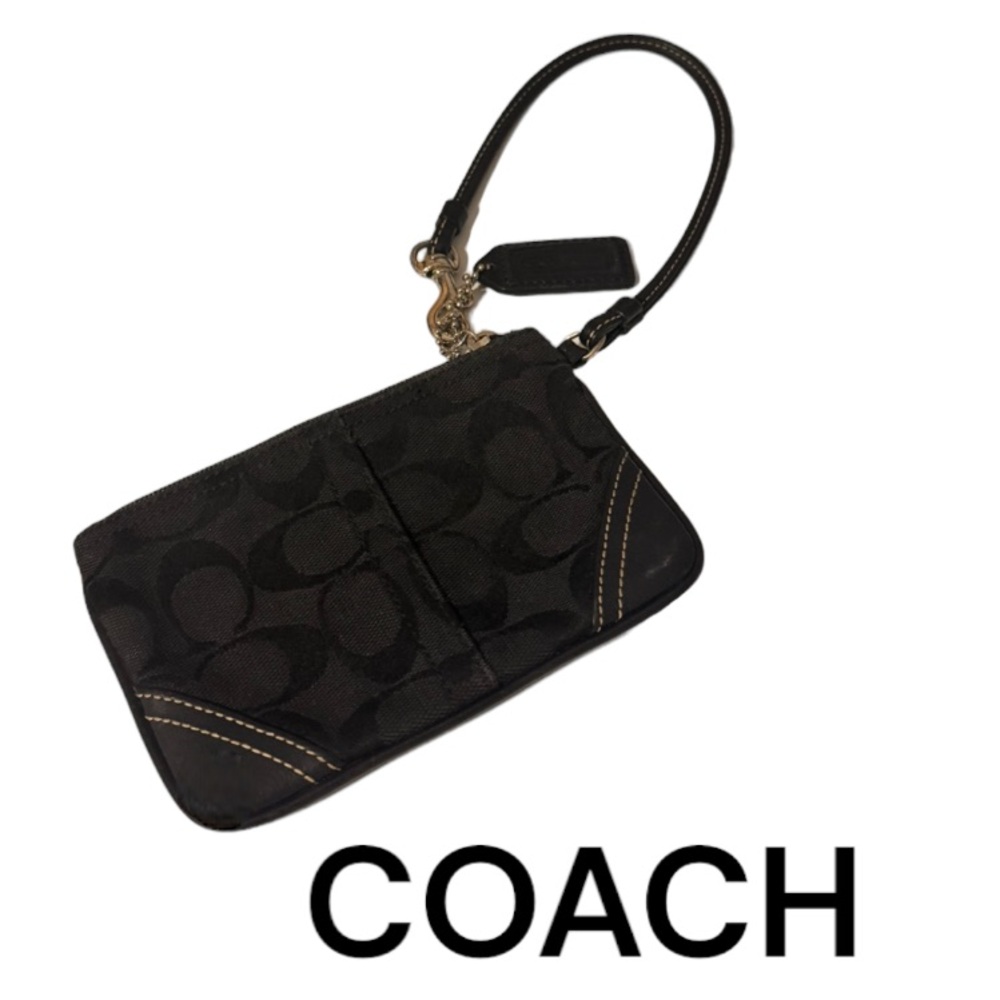 Authentic Coach signature small wristlet with Coach tag